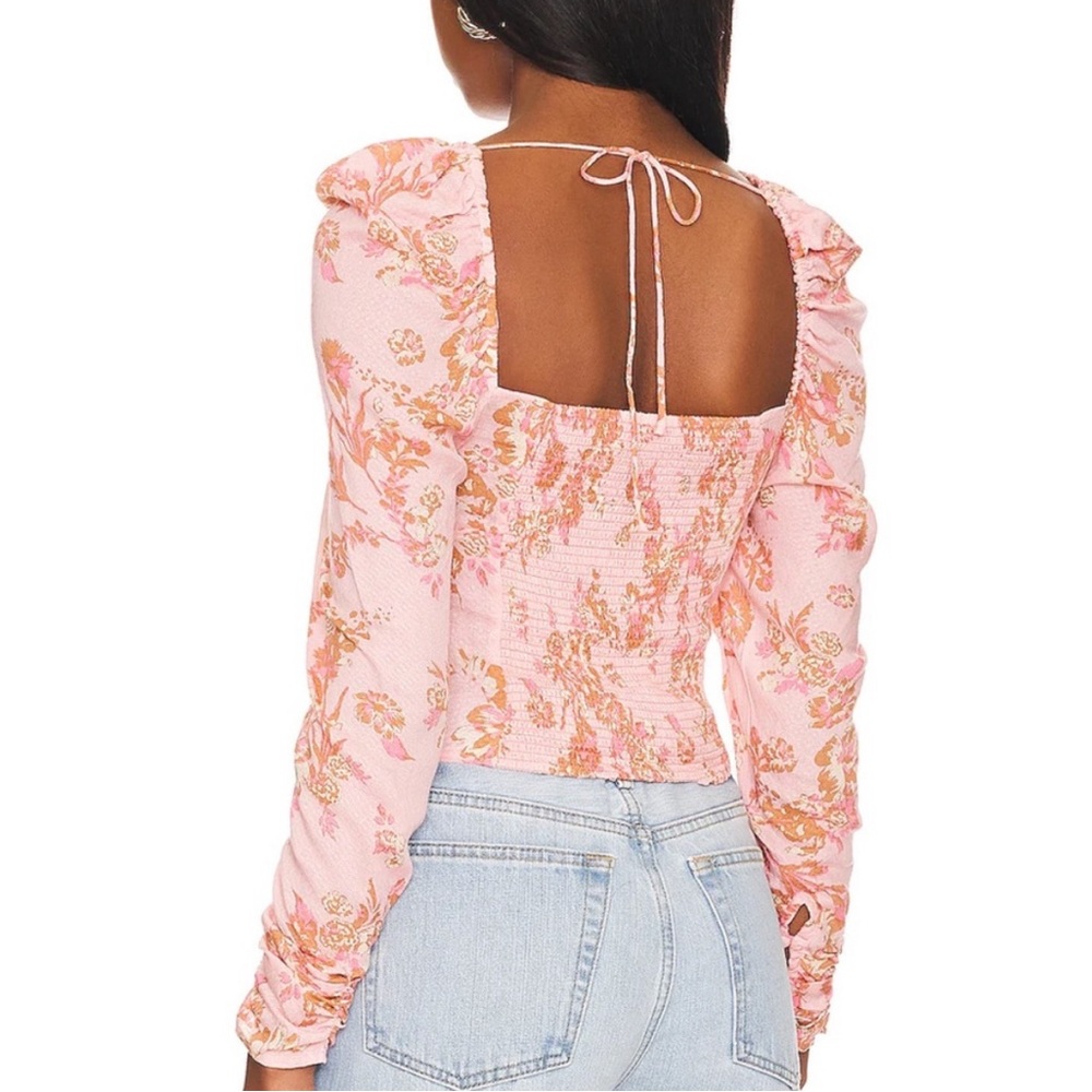 Free People Hilary Printed Top in Pink Combo - Picture 3 of 7